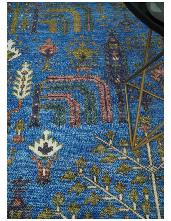 5x8, 6x9, 8x10, 9x12, 10x14 and 12x15 Hand Knotted Blue and Ivory Traditional Persian Vintage Heriz Serapi Wool Rug | TRDCP879912 - The Rug Decor