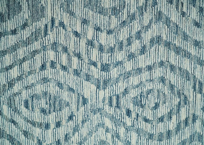 Tribal Modern Hand Tufted 2x3, 3x5, 5x8, 6x9, 8x10 and 9x12 Woolen White and Blue Area Rug | CLO3 - The Rug Decor