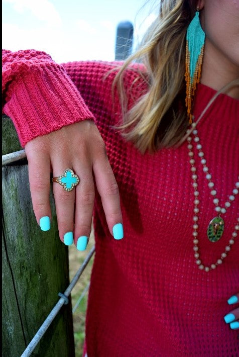 Turquoise and and gold ring