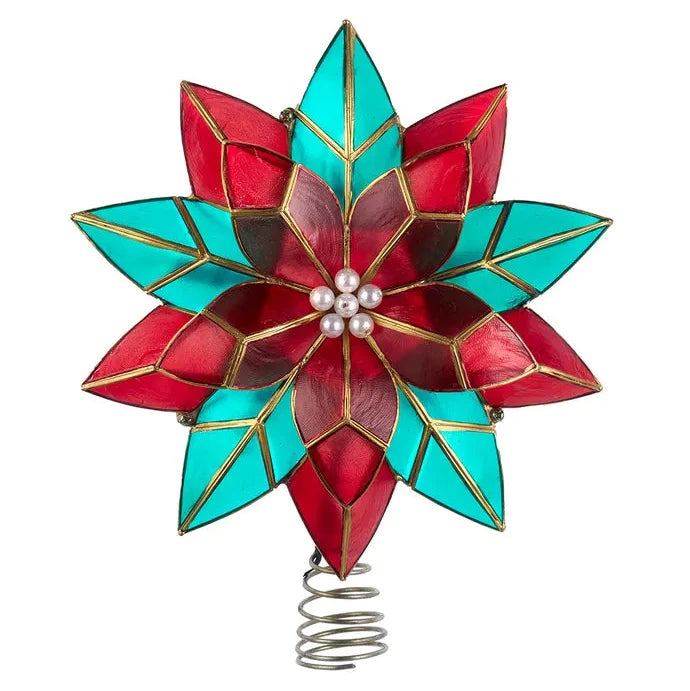 UL 10-Light Red and Green Poinsettia Treetop