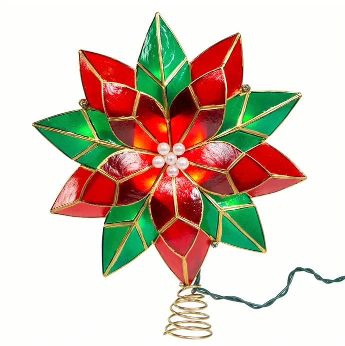 UL 10-Light Red and Green Poinsettia Treetop