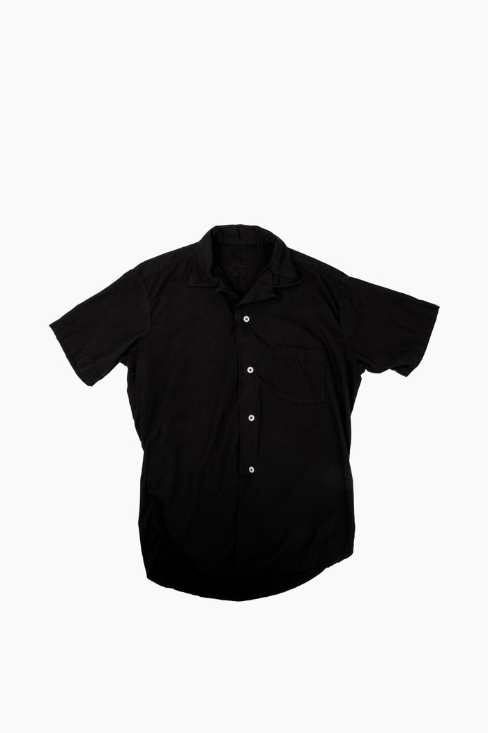 Vintage Black Short Sleeve Loop Collar Shirt