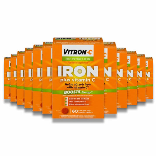 Vitron-C - High Potency Iron Plus Vitamin C Tablets - 60 Count - 12 Pack