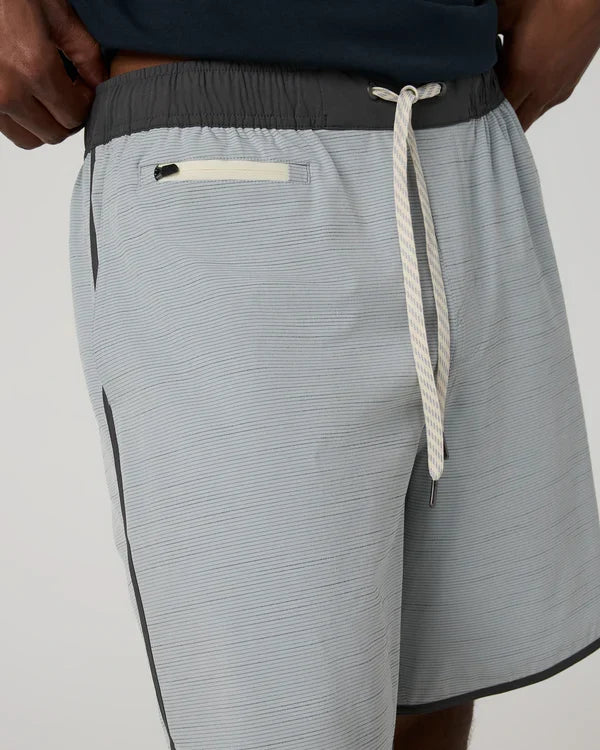 Vuori Banks Short with a drawstring on a light gray background