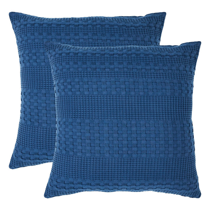 Waffle Weave Navy Blue Euro Sham Set of 2-Lange General Store