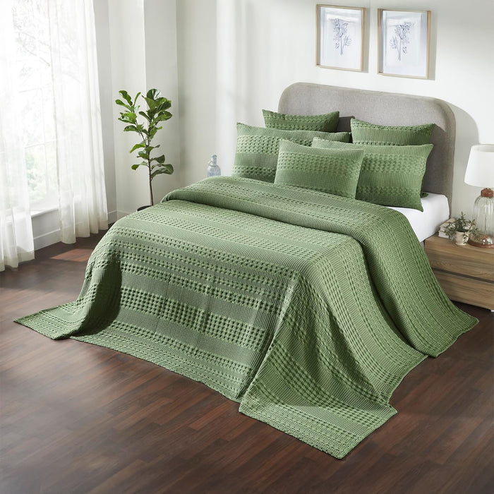 Waffle Weave Olive Green Blanket-Lange General Store