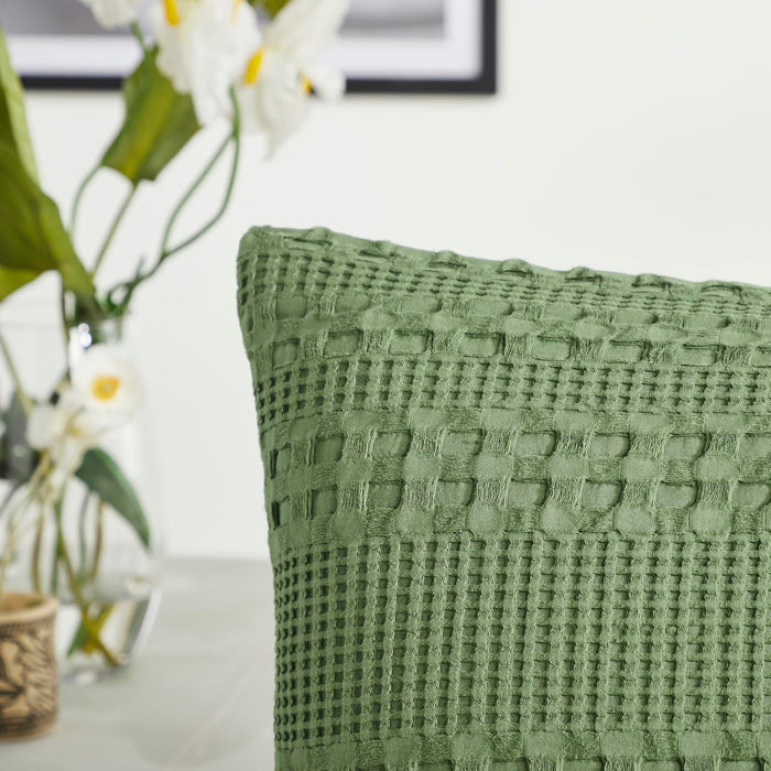 Waffle Weave Olive Green Sham Set of 2-Lange General Store
