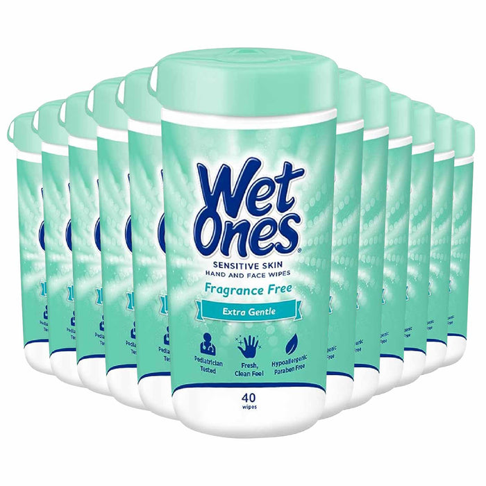 Wet Ones - Hand and Face Wipes Sensitive Skin - 40 ct - 12 pack
