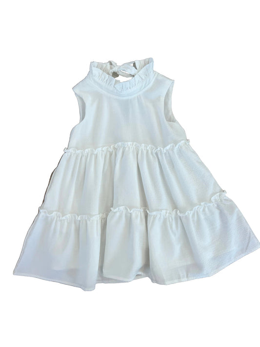White Stripe Sleeveless Dress
