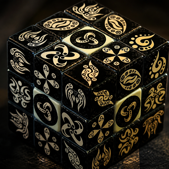 Xeno Frequency Hexahedron Art Cube, Limited Edition Psychedelic Rubix Style Collectible, Sacred Geometry Cube lifestyle 3