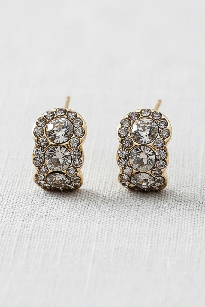 Zirconia C-Shape Stud Earrings