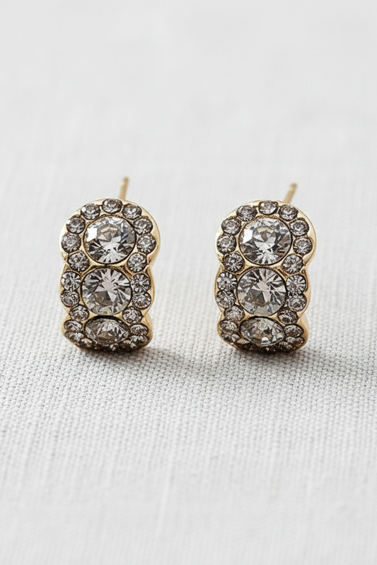 Zirconia C-Shape Stud Earrings